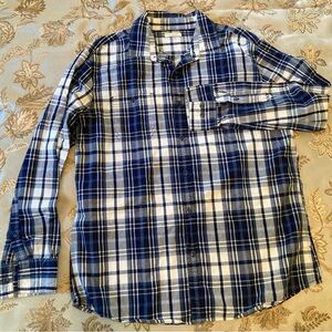 EUC Sonoma Life + Style Men's L Cotton Blue Plaid Shirt Casual